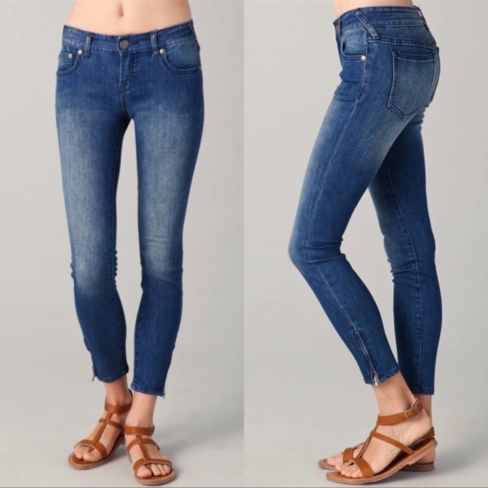 Free People Skinny Jeans with Ankle Zipper Detail 30